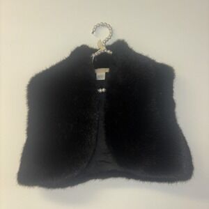 Nordstroms Faux Fur Shawl Collar Shrug Cardigan Vest Sz S-M VTG Dressy Classic